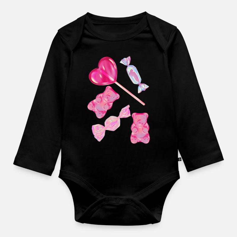 Süßigkeiten Candy - Baby Bio-Langarm-Body - Schwarz