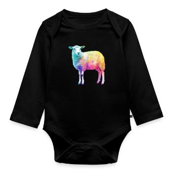 Schaf mit Regenbogen Shepherd-Farmtier - Baby Bio-Langarm-Body - Schwarz - Vorne