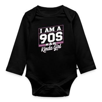 Je suis une fille R&B des années 90 - Body Bébé bio manches longues - noir - Devant