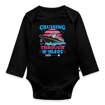 Cruising Through 10 Years Wedding Anniversary - Organic Longsleeve Baby Bodysuit - black - Front