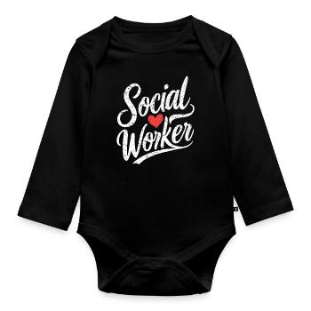 Social Worker Heart Social Work Love - Organic Longsleeve Baby Bodysuit - black - Front