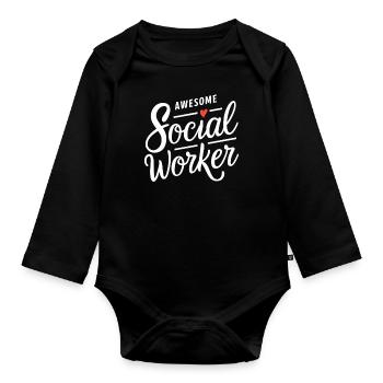 Awesome Social Worker Social Work Heart - Organic Longsleeve Baby Bodysuit - black - Front