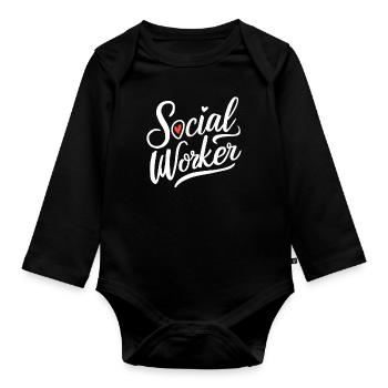 Social Worker Social Work Heart Lettering - Organic Longsleeve Baby Bodysuit - black - Front