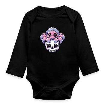 Kawaii Gothique Tarentule Couleurs Pastel Gothique Goth - Body Bébé bio manches longues - noir - Devant