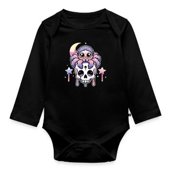 Kawaii Gothique Tarentule Couleurs Pastel Gothique Goth - Body Bébé bio manches longues - noir - Devant