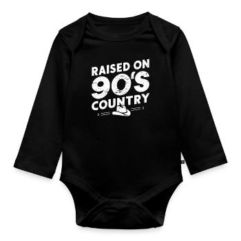 J’ai grandi avec la musique country des années 90 - Body Bébé bio manches longues - noir - Devant