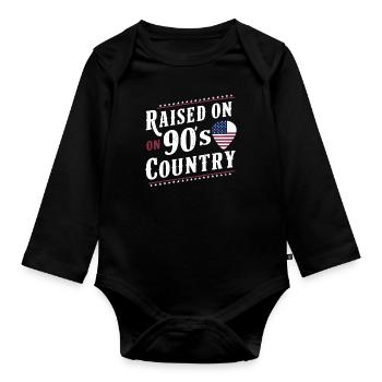 Grew up with 90s country music - Organic Longsleeve Baby Bodysuit - black - Front