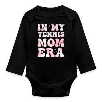 À l’époque de ma mère de tennis, maman de tennis colorée - Body Bébé bio manches longues - noir - Devant