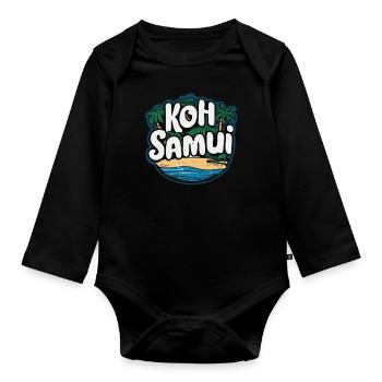 Koh Samui souvenir beach paradise - Organic Longsleeve Baby Bodysuit - black - Front