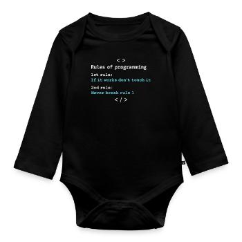 Règles de programmation - Body Bébé bio manches longues - noir - Devant