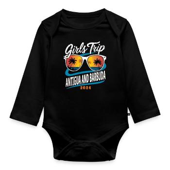 Girls Trip Antigua and Barbuda 2024 - Organic Longsleeve Baby Bodysuit - black - Front