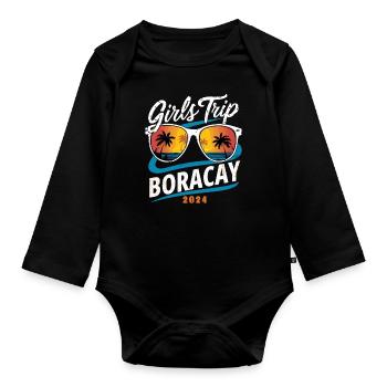 Girls Trip Boracay 2024 - Baby Bio-Langarm-Body - Schwarz - Vorne