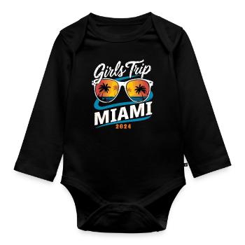 Voyage entre filles Miam 2024 - Body Bébé bio manches longues - noir - Devant