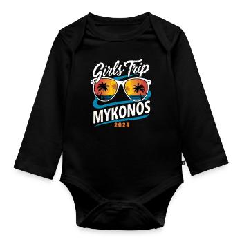 Voyage entre filles Mykonos 2024 - Body Bébé bio manches longues - noir - Devant