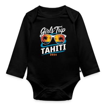 Voyage Filles Tahiti 2024 - Body Bébé bio manches longues - noir - Devant
