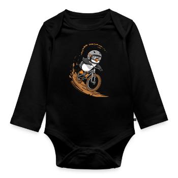 Plaisir du pingouin à vélo - Body Bébé bio manches longues - noir - Devant