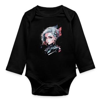Guerrier cyberpunk futuriste - Body Bébé bio manches longues - noir - Devant
