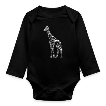 Oeuvre d’art géométrique girafe - Body Bébé bio manches longues - noir - Devant