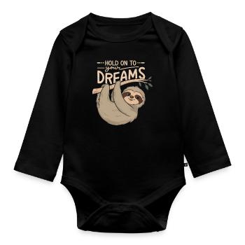 sloth inspHold on to your dreams - sloth - Organic Longsleeve Baby Bodysuit - black - Front