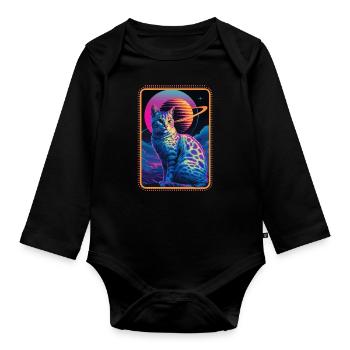 Animal Art Planet Fantasy Artwork Cat Universe - Organic Longsleeve Baby Bodysuit - black - Front