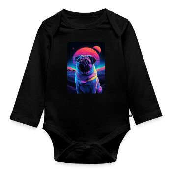 Animal Art Planet Fantasy Artwork Pug - Organic Longsleeve Baby Bodysuit - black - Front