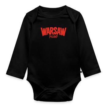 Varsovie, Pologne, Souvenir, Rappel - Body Bébé bio manches longues - noir - Devant