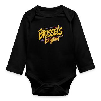 Mémoire souvenir de Varsovie Pologne - Body Bébé bio manches longues - noir - Devant