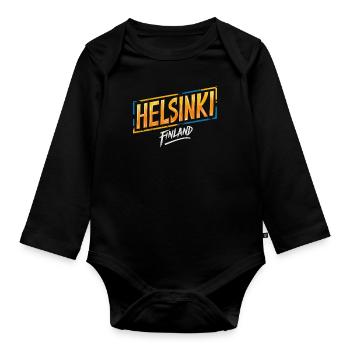 Helsinki Finland Souvenir - Baby Bio-Langarm-Body - Schwarz - Vorne
