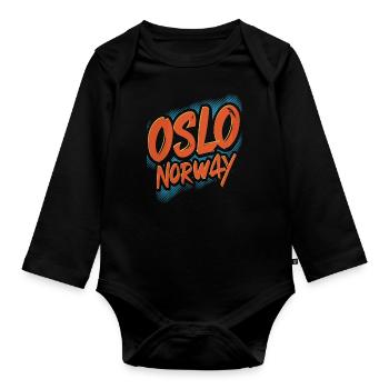 Oslo Norway Souvenir - Organic Longsleeve Baby Bodysuit - black - Front