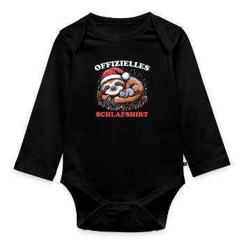 Official Sleep Shirt Christmas Sloth - Organic Longsleeve Baby Bodysuit - black - Front
