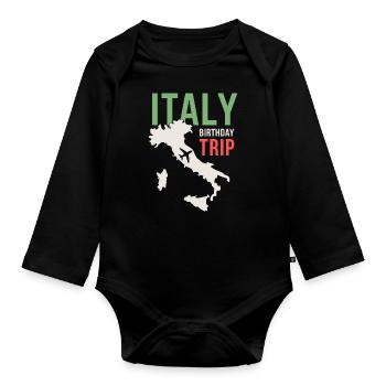 Italy Birthday Trip - Organic Longsleeve Baby Bodysuit - black - Front