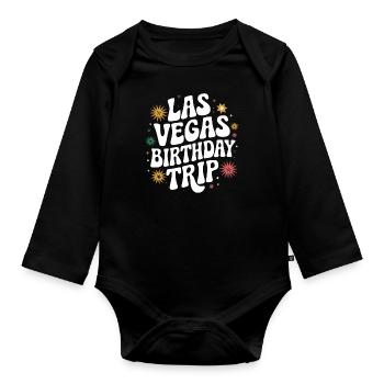 Voyage d’anniversaire à Las Vegas - Unique - Body Bébé bio manches longues - noir - Devant