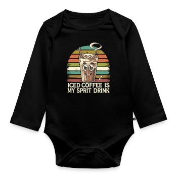 Iced Coffee Is My Sprit Drink Retro Vintage - Baby Bio-Langarm-Body - Schwarz - Vorne