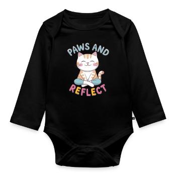 Pattes Et Réfléchir Chat Yoga Méditation - Body Bébé bio manches longues - noir - Devant