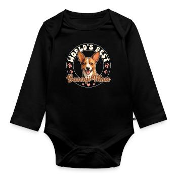 Basenji Groovy Basenji Mom - Baby Bio-Langarm-Body - Schwarz - Vorne