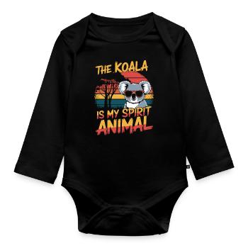 Le koala est mon animal spirituel - Body Bébé bio manches longues - noir - Devant