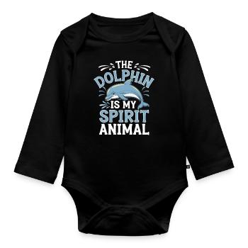 Delfin The Dolphin Is My Spirit Animal Delfin - Organic Longsleeve Baby Bodysuit - black - Front