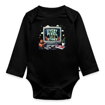 Chaque pixel raconte une histoire - Retro Gaming - Body Bébé bio manches longues - noir - Devant