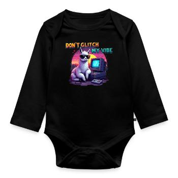 Don't Glitch my Vibe - Retro Gaming Alpaka - Baby Bio-Langarm-Body - Schwarz - Vorne