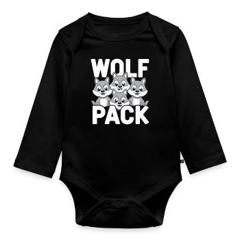 Wolf Group Design Wolf Pack - Organic Longsleeve Baby Bodysuit - black - Front