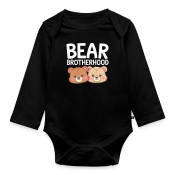 Les groupes d’ours conçoivent la confrérie des ours - Body Bébé bio manches longues - noir - Devant