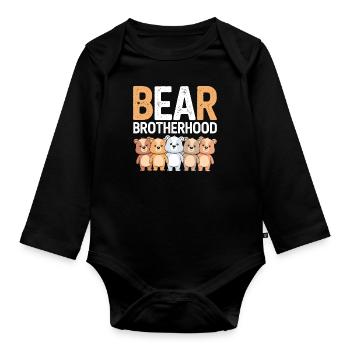 Les groupes d’ours conçoivent la confrérie des ours - Body Bébé bio manches longues - noir - Devant