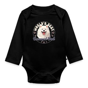 Samojede Groovy Samojede Dad - Baby Bio-Langarm-Body - Schwarz - Vorne