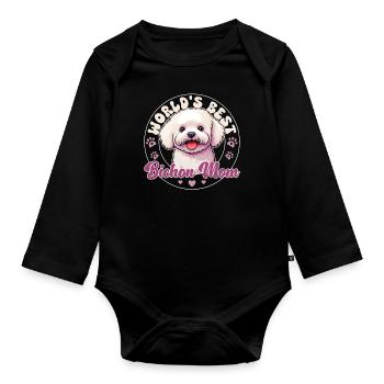 Bichon frisé Chien Bichon Maman - Body Bébé bio manches longues - noir - Devant