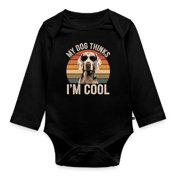 Weimaraner Mein Hund Denkt Das Ich Cool Bin - Baby Bio-Langarm-Body - Schwarz - Vorne