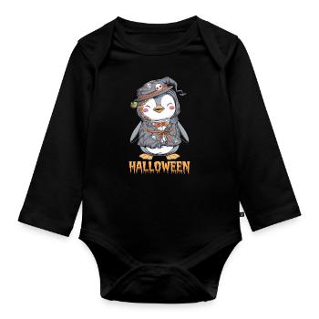 Pingouin Zombie Halloween Costume Mignon - Body Bébé bio manches longues - noir - Devant