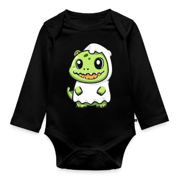 Alligator Halloween Comic Geist - Baby Bio-Langarm-Body - Schwarz - Vorne