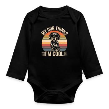 Teckel mon chien pense que je suis cool - Body Bébé bio manches longues - noir - Devant