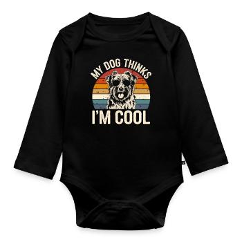 Havanese dog my dog thinks I'm cool - Organic Longsleeve Baby Bodysuit - black - Front