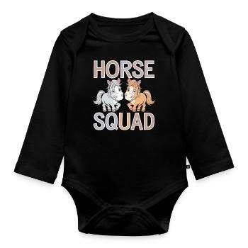 Groupes de chevaux Conception Horse Squad - Body Bébé bio manches longues - noir - Devant